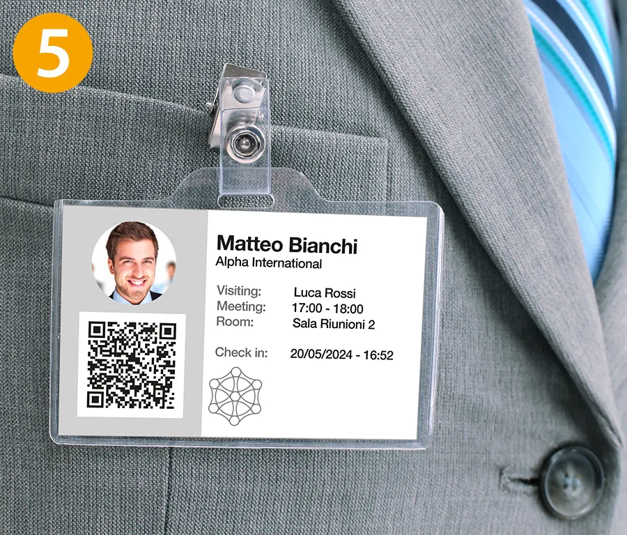 Set Di 50 Badge Per Visitatori Con Cordini Rossi - Portabadge In PVC Riutilizzabili Per Aziende, Scuole Ed Eventi